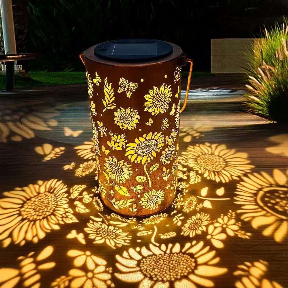Outdoor Lighting Ground - Sonnenblumenlicht und Schattenlicht, wasserdichte Außenleuchte, solarbetrieben,