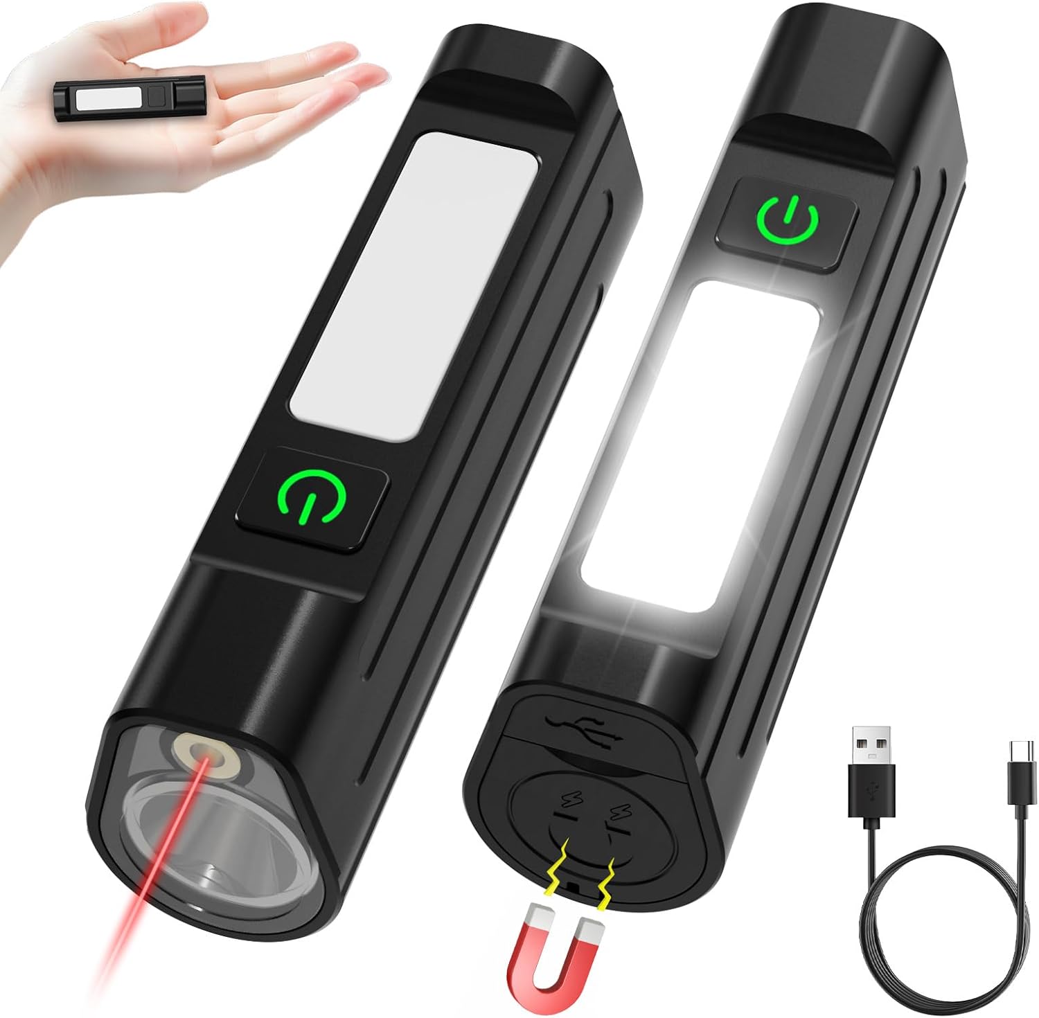 Outdoor Lighting Types - Tragbare LED-Taschenlampe Wasserdichtes Vorderwarnlicht Typ-C Aufladung