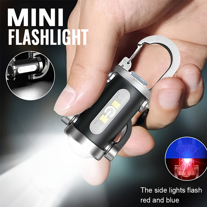 Outdoor Lighting Setup - Mini-Schlüsselanhänger-Taschenlampe, wiederaufladbar, Taschen-COB-Arbeitslicht, Outdoor-Haken, Notfall-Warnlicht für