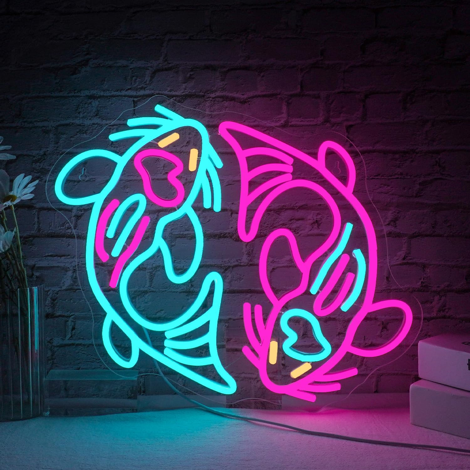Outdoor Lighting Restaurant - USB-Neonschild Koi-Fisch Doppeltes Japanisches LED-Neonlicht Schlafzimmer