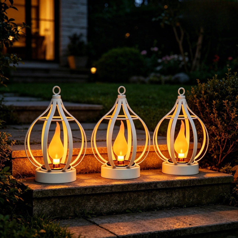 Outdoor Lighting Hooks - Outdoor-Solarlaterne IP65 wasserdicht mit Flackerflammen-Effekt, Aufhängehaken,