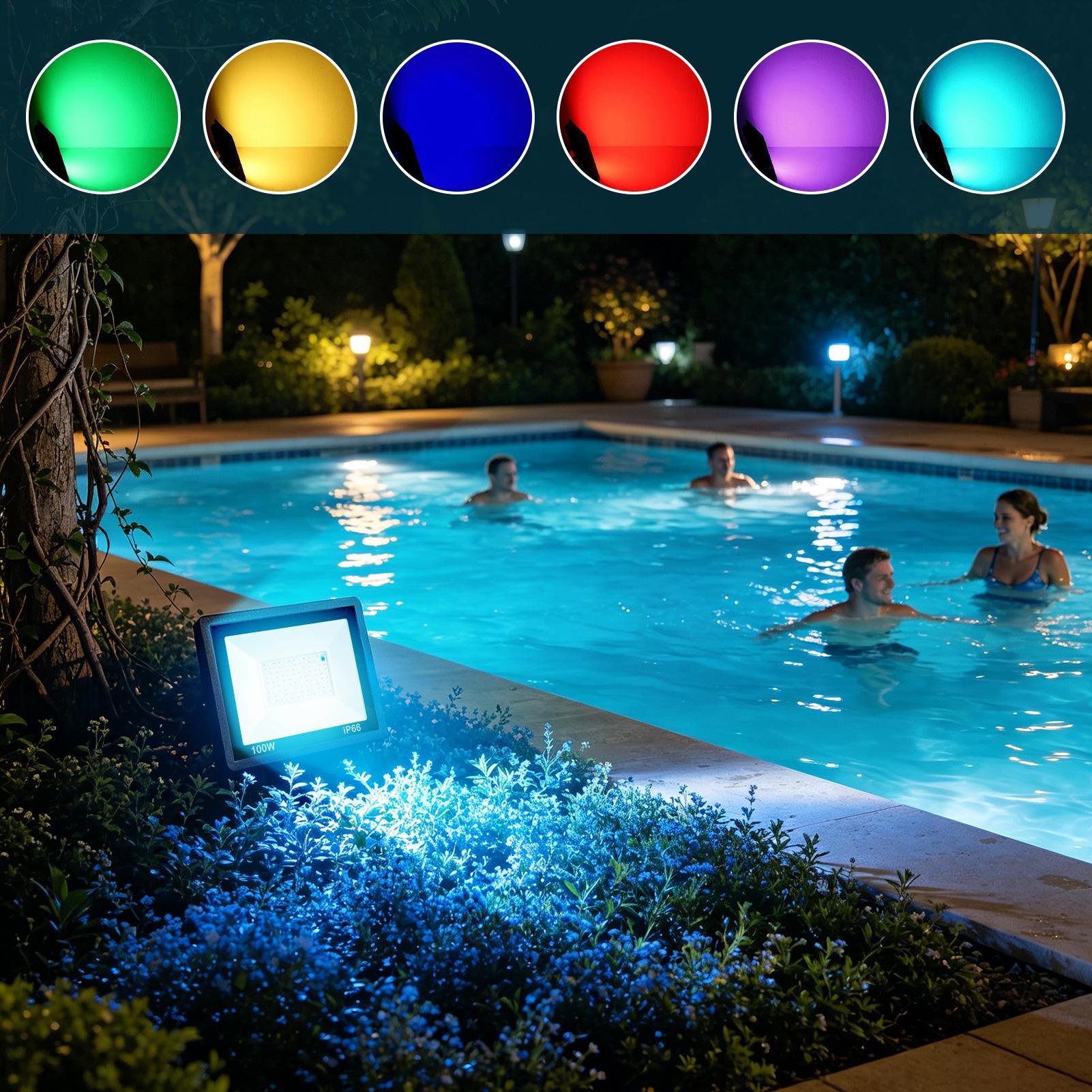 Outdoor Yard Lighting Fixtures - LED-Flutlicht für den Außenbereich, RGB-Farbwechsel-Leuchte mit