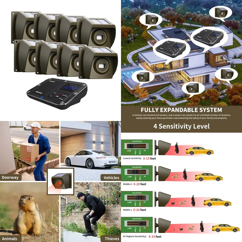 Motion Sensor Outdoor - Solarbetriebenes drahtloses Einfahrtsalarmsystem für den Außenbereich