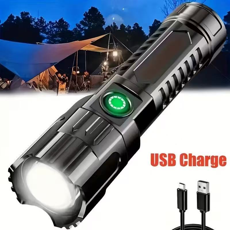 Outdoor Lighting Nearby - Neue Hochleistungs-LED-Taschenlampe, USB-wiederaufladbar, zoombares Licht mit
