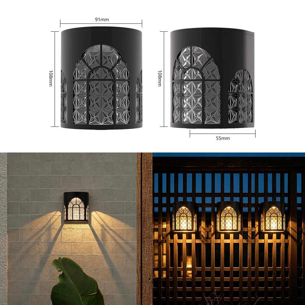 Outdoor Lighting Front Yard - 2 Stück Outdoor-Solar-Zaunleuchten, Wasserdichte Wandstufenlampe, Schattenlicht-Dekoration