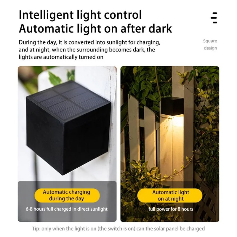 Outdoor Yard Lighting Fixtures - LED-Solar-Wandleuchte für den Außenbereich, quadratische Leuchte