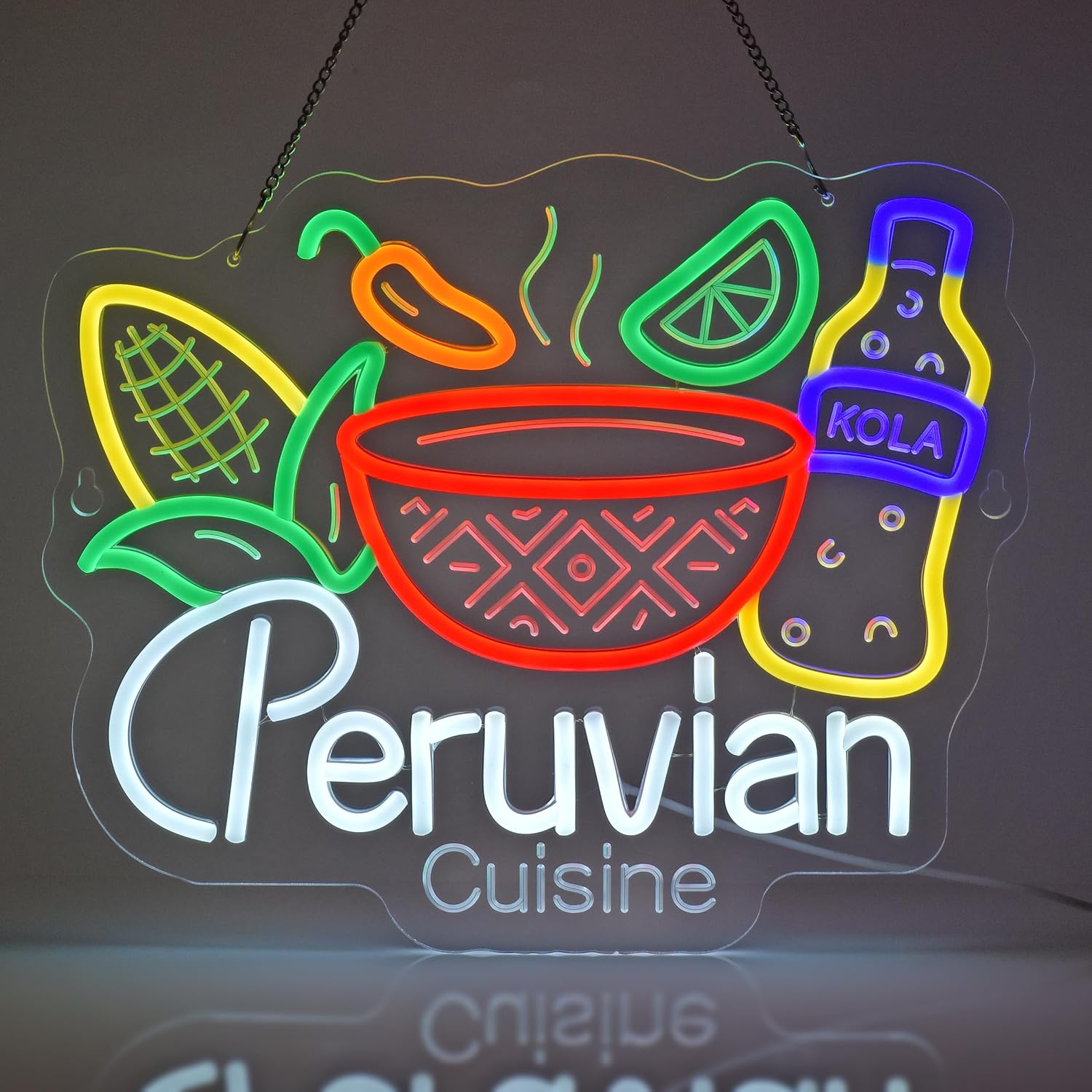 Outdoor Lighting Restaurant - Peruanische Küche LED-Neonschild USB Lateinamerikanisches Restaurant
