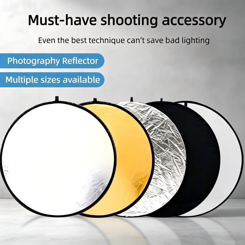 Outdoor Lighting Kit Photography - Fotoreflektor 2-in-1 Lichtreflektorplatte, zusammenklappbar, tragbar, runde