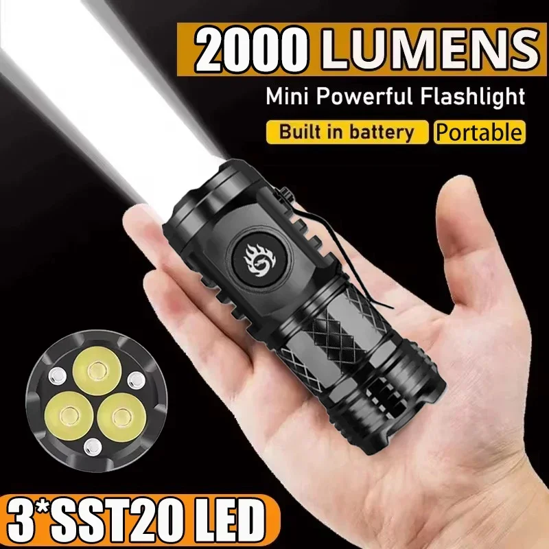 Outdoor Lighting Nearby - Hochleistungs-Taktische Taschenlampe 3LED Mini-Schlüsselanhänger-Fackel USB-Aufladbar Wasserdichte