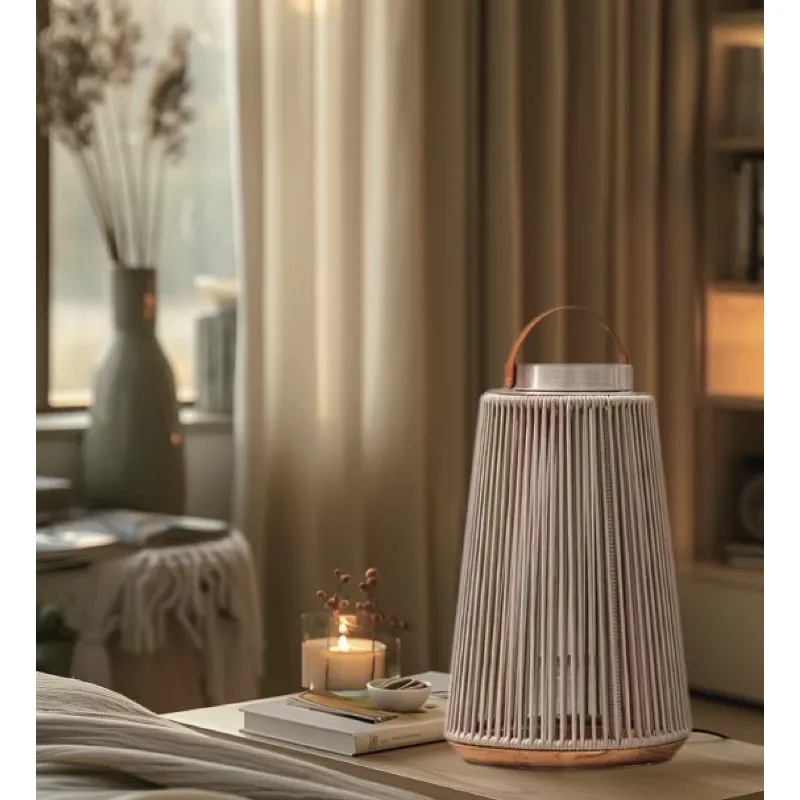 Outdoor Yard Lighting Fixtures - Tragbare Solar-Rattanleuchte im Retro-Stil für den