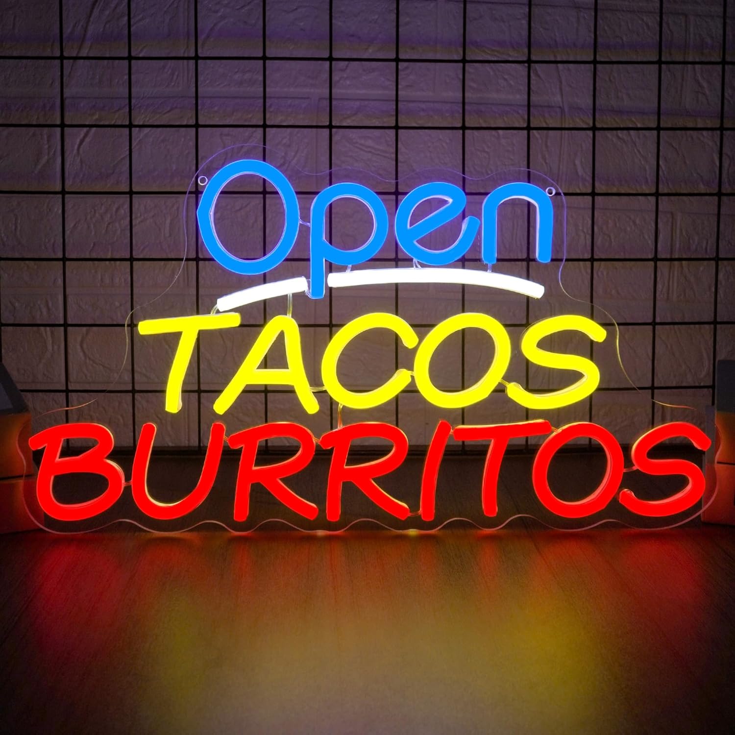Open Tacos Burritos Neonschild – Outdoor Lighting Restaurant Bewertung und Preis
