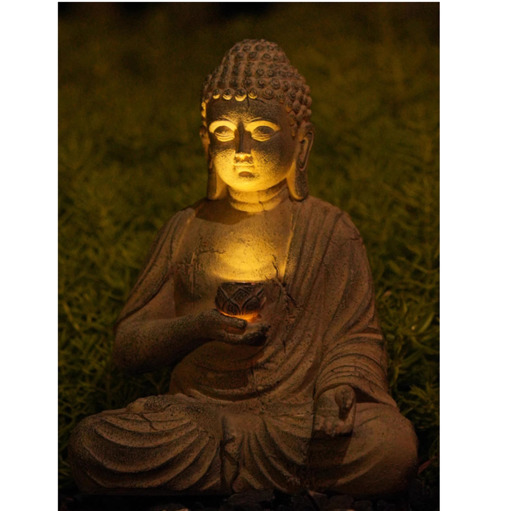 Harz Solar Buddha Statue Skulp – Outdoor Lighting Front Yard Bewertung und Preis