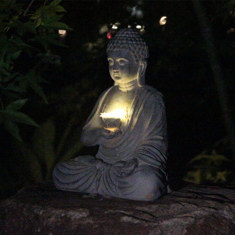 Harz Solar Buddha Statue Skulp – Outdoor Lighting Front Yard Bewertung und Preis
